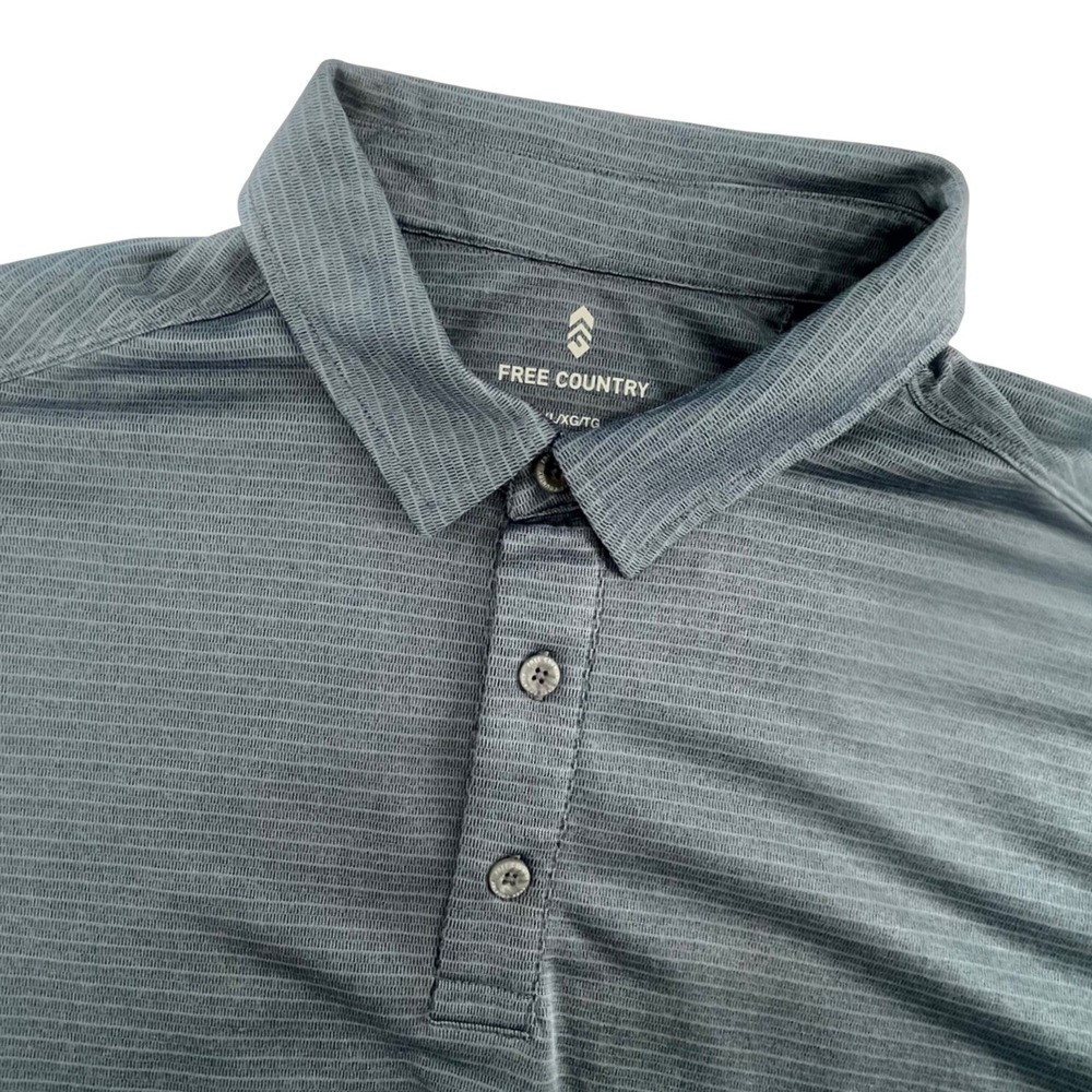Free‎ Country Polo Shirt Mens XL Gray Micro Stripe Performance Golf Athleisure